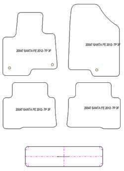 Tappetini auto per Hyundai Santa Fe III (DM) 7 posti 2012-2019